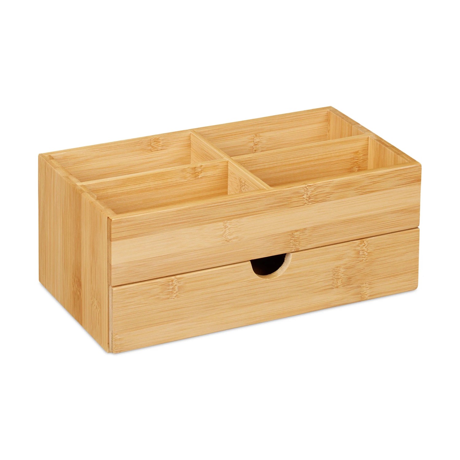 Relaxdays Kosmetik Organizer Bambus Natur Mit Schublade 11 cm x 27 cm x 15 cm 0,9 kg