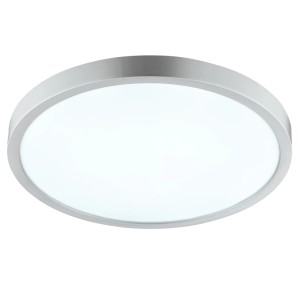 Brilliant LED Deckenleuchte Jade, rund, silberfarben, mit leuchtendem, weißem Diffusor. Flaches Design.