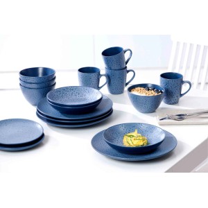 Ritzenhoff & Breker Kitwe Tafelservice, 8-teilig, blau, aus Steingut mit Reaktivglasur.