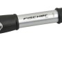 Fischer Mini Alu-Pumpe mit Manometer für Fahrradreifen, Doppelhub für schnelles Aufpumpen.