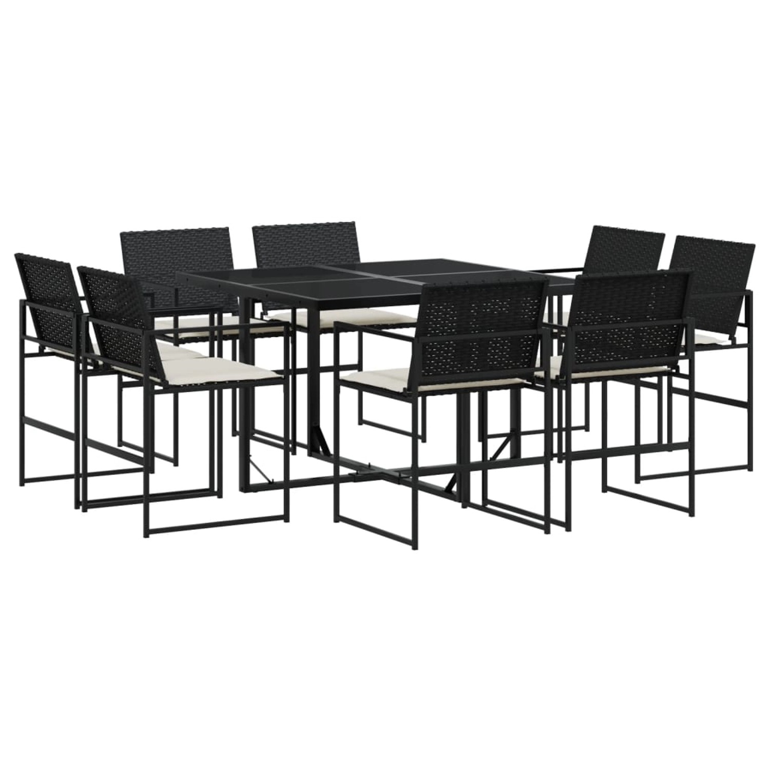 vidaXL 9-tlg Garten-Essgruppe mit Kissen Schwarz Poly Rattan Modell 135 günstig online kaufen