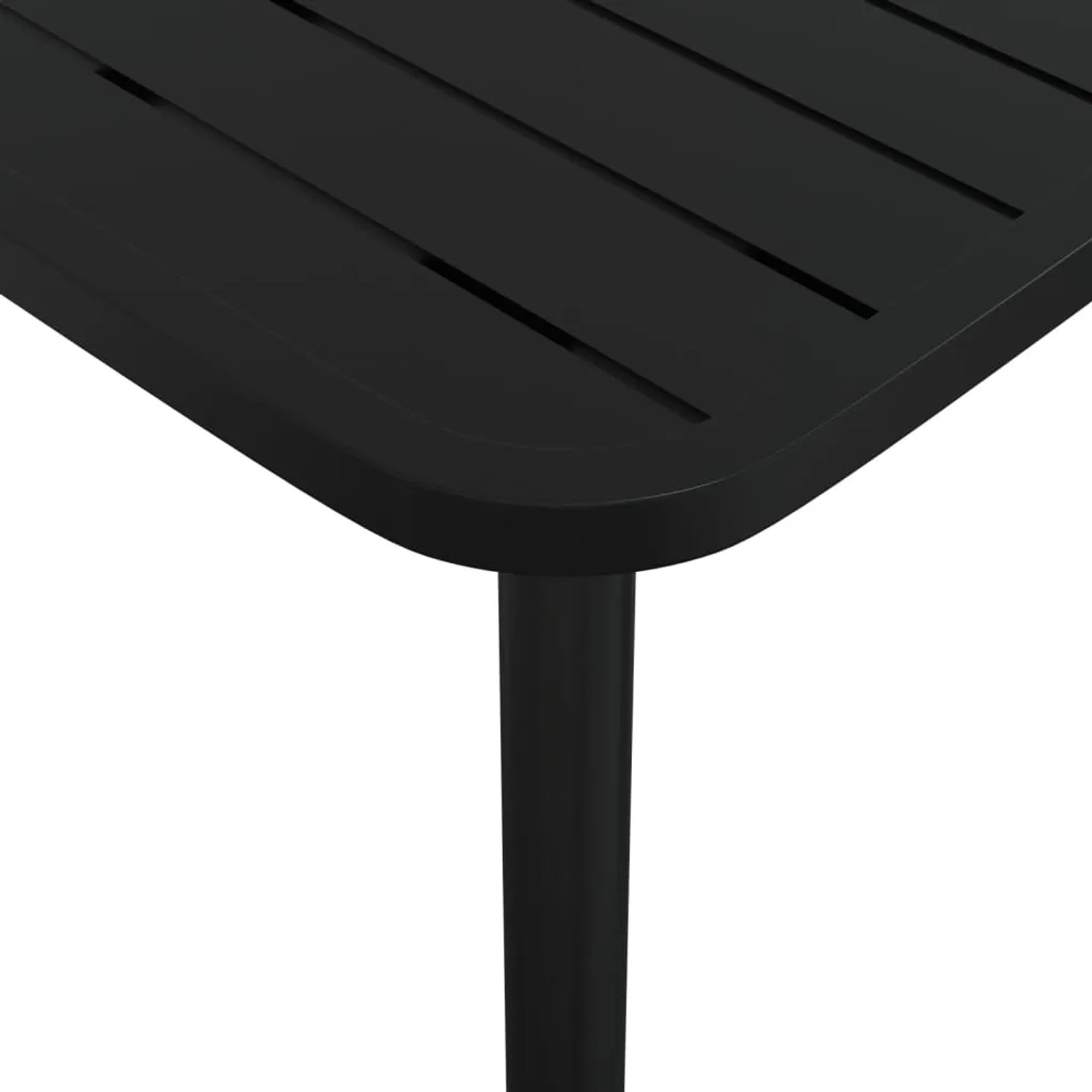 Detailansicht: Anthrazitfarbener Gartentisch aus Stahl der vidaXL 5-tlg Essgruppe.