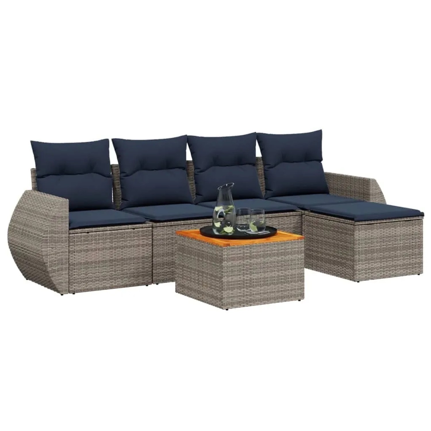 vidaXL 6-Tlg Gartensofa-Set mit Kissen Grau Polyrattan 3224983 günstig online kaufen