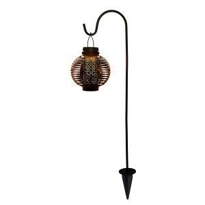 Braune Näve LED Solarleuchte Lampion mit Erdspieß, ideal für Garten & Terrasse.
