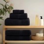 Schwarzes 6-tlg. Premium Handtuchset aus Baumwolle (4 Handtücher, 2 Duschtücher).