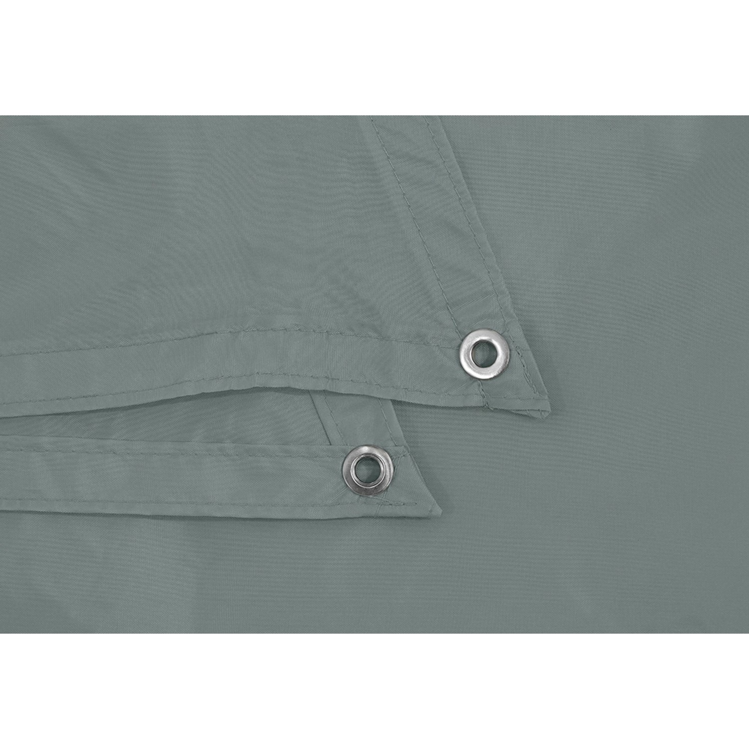 Detailansicht des silbergrauen Schneider Sonnensegels Lanzarote mit Ösen.