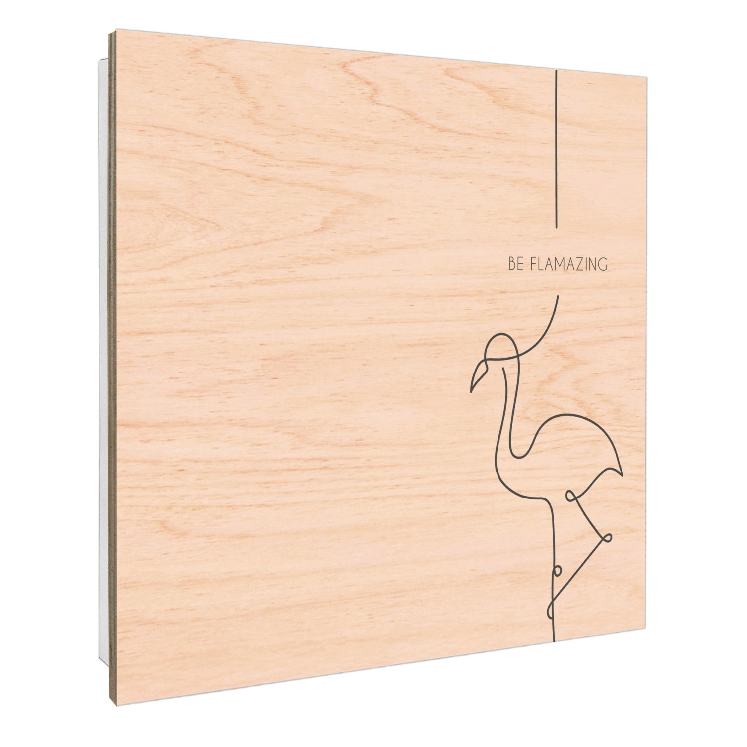 Banjado Schlüsselkasten mit Flamingo-Motiv. Schlüsselbox aus Holz, weiß mit 50 Haken zur Wandmontage.