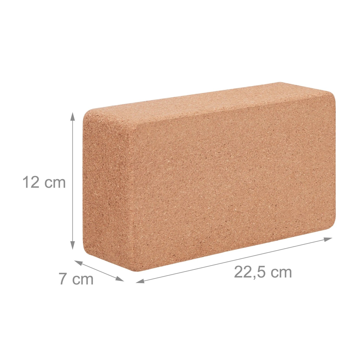 Relaxdays Yogablock 2er Set Kork Natur Rutschfest 12 x 22,5 x 7 cm 0,6 kg_4