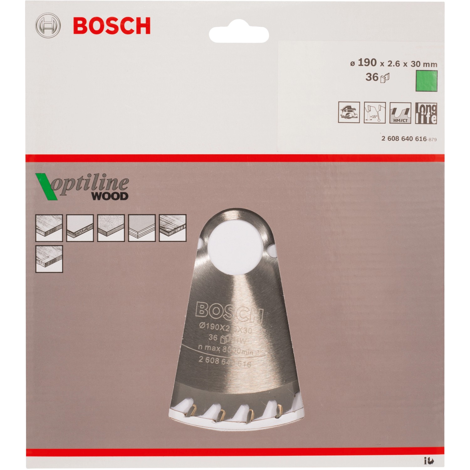 Bosch Hartmetall Kreissägeblatt 190 mm x 30 mm x 2,6 mm