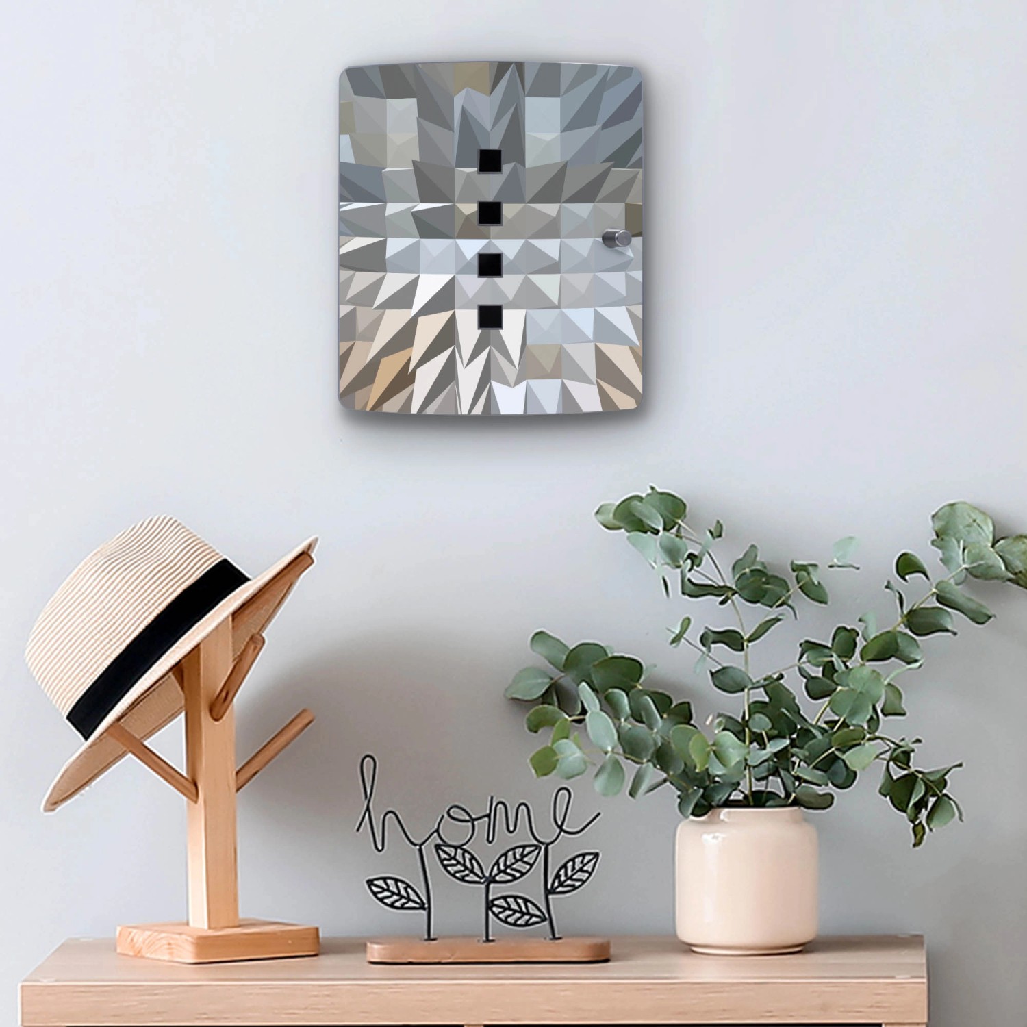 Design Schlüsselkasten aus Edelstahl mit Dornen-Motiv für 10 Schlüssel, 24x21,5x7cm.