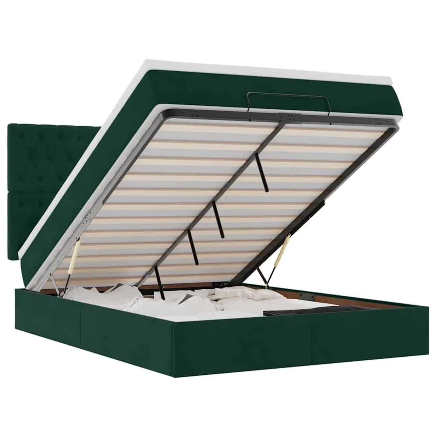vidaXL Ottoman-Bett mit Matratzen Dunkelgrün 140x200 cm Samt 3313550