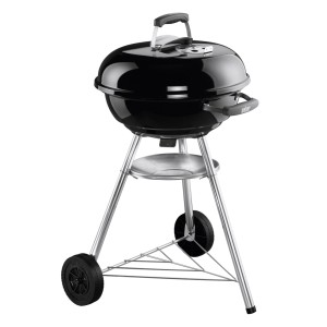 Weber Holzkohle-Kugelgrill Compact Kettle Ø 47 cm, schwarz. Kompakter Grill mit Rädern und Ascheschale.