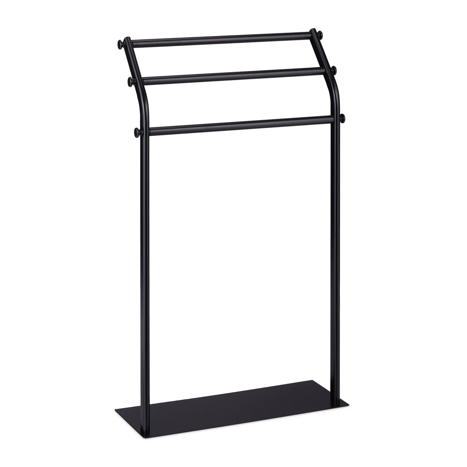 Relaxdays Handtuchständer Stahl Schwarz 3-armig Freistehend 86 cm x 51 cm x 19 cm 4,5 kg