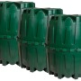 4rain Tanksystem Herkules 4.800 l Komplettpaket Garten, drei grüne Erdtanks aus Kunststoff.