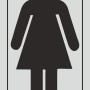 Silbergraues Türschild Frau, 12x4,5 cm, aus robustem PVC für Innen- und Außenbereich.