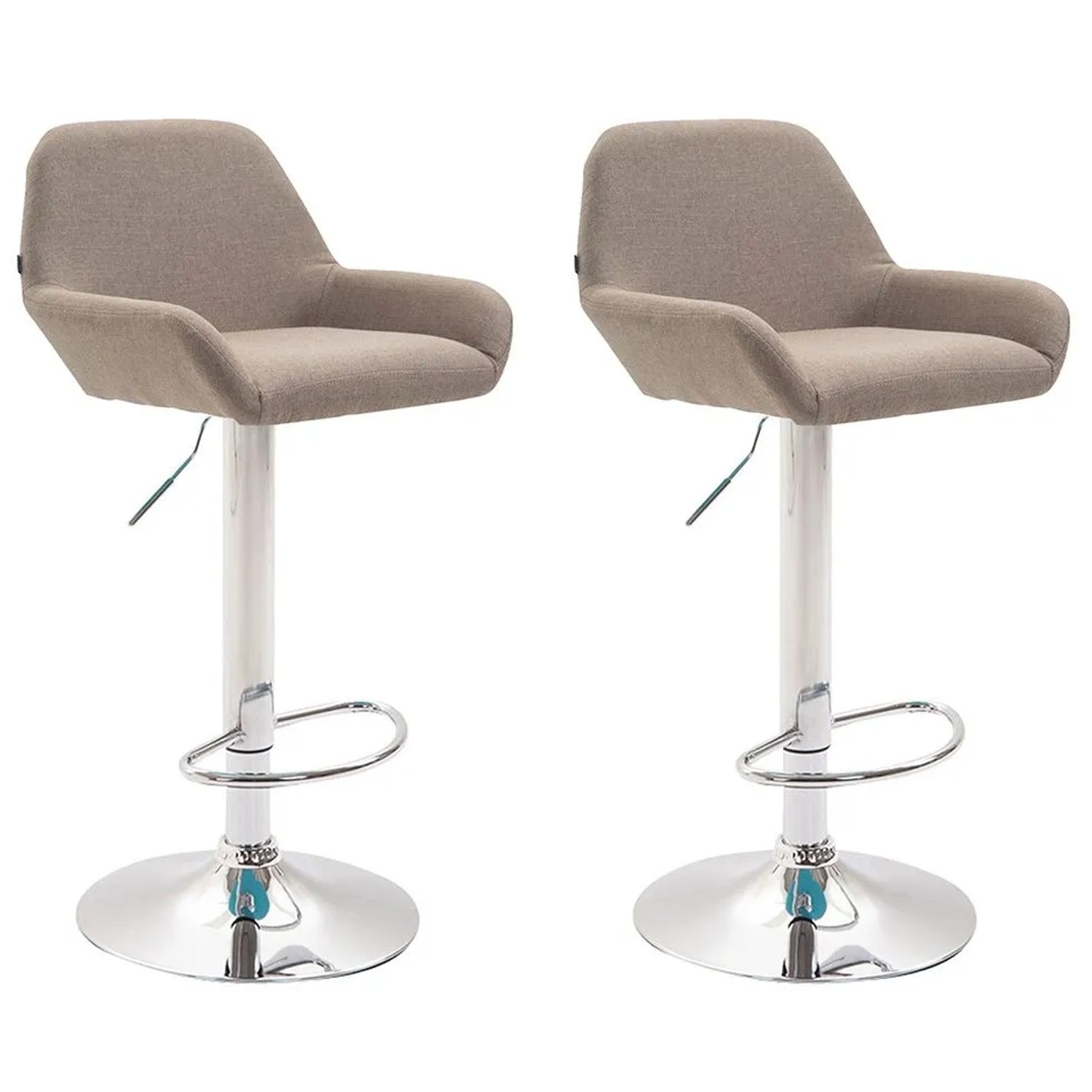 CLP 2er Set Barhocker Braga Stoff Taupe/Chrom