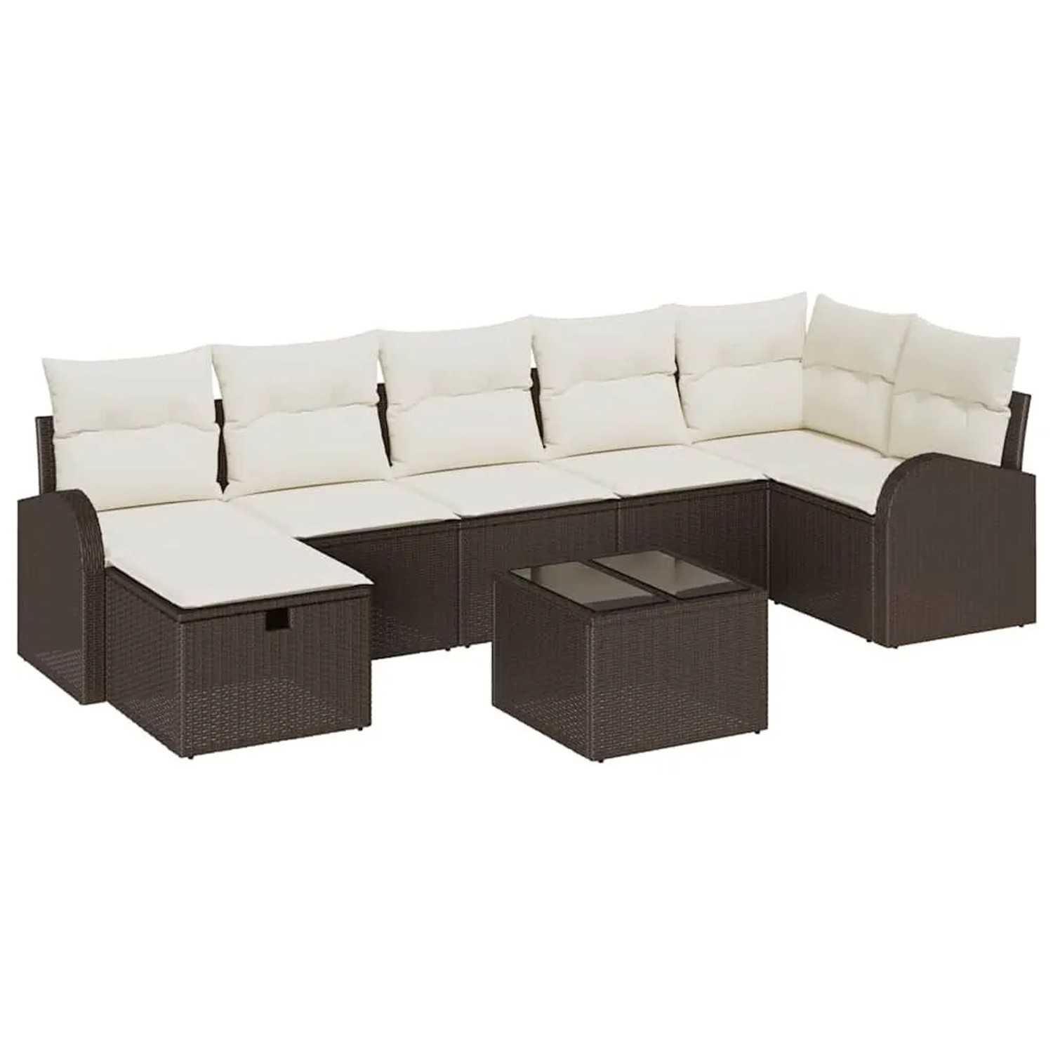 vidaXL Sofa Set mit Kissen mit Speicher Braun und Creme Poly-Rattan 3359107