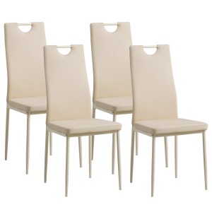 Albatros Esszimmerstühle SALERNO, 4er Set, beige, Kunstleder, Metallgestell. Modernes Design für Esszimmer und Küche.