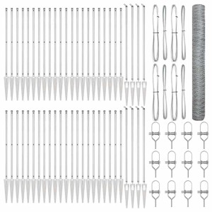 vidaXL Zaunpfosten Set, silberfarben, Stahl, mit Maschendraht und Zubehör.
