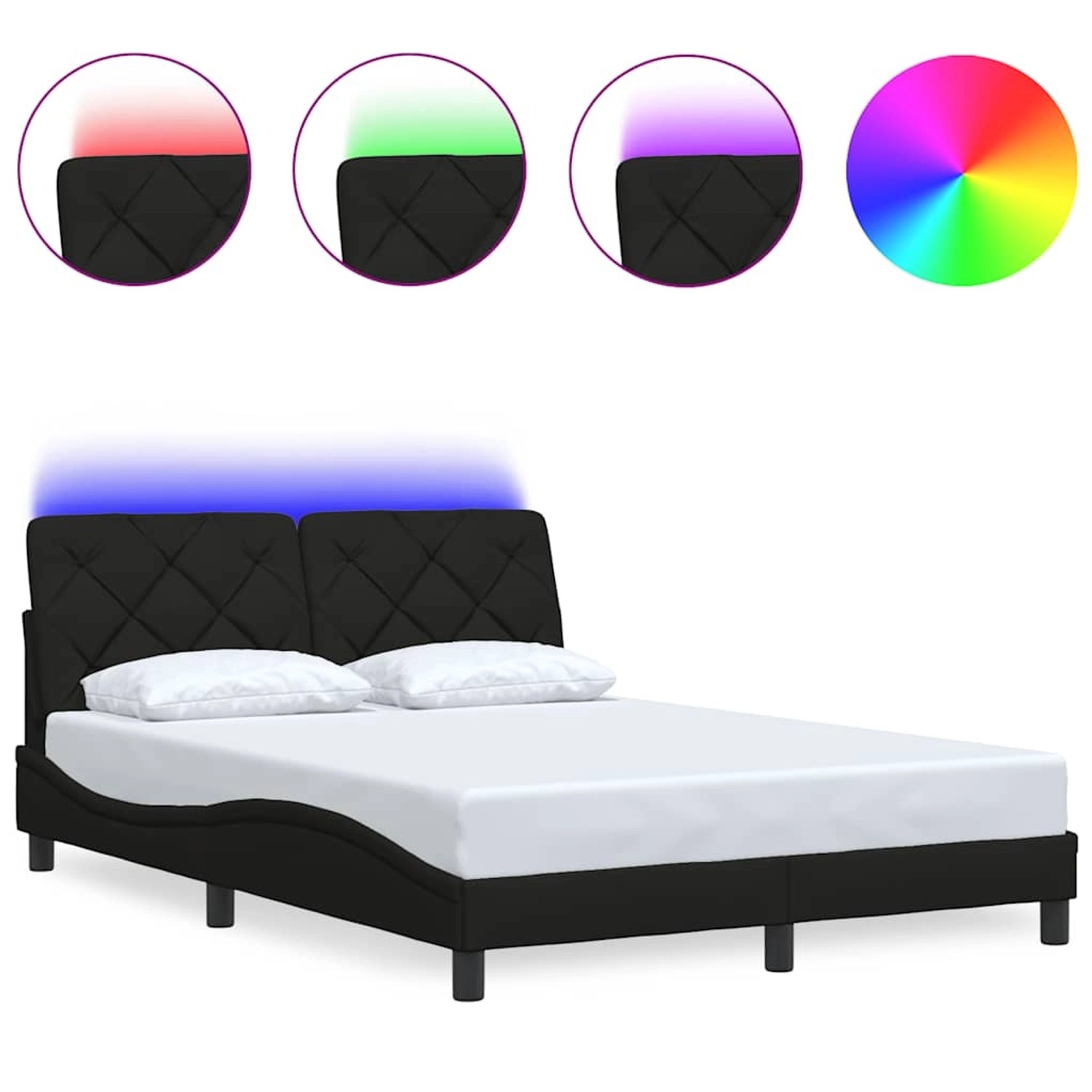vidaXL Bettgestell mit LED ohne Matratze Schwarz 140x200 cm Stoff 3310673 günstig online kaufen