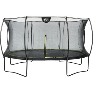 Schwarzes EXIT Silhouette Trampolin D427cm mit Sicherheitsnetz für den Garten.