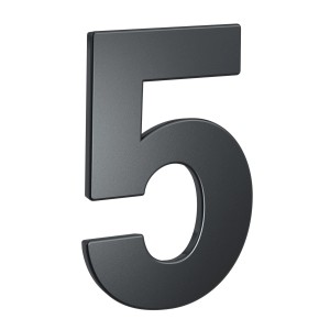 Hausnummer 5 aus Stahl in Anthrazit, Basi HN 160, zur Anbringung an der Hauswand.