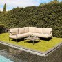 4-tlg. Greemotion Lounge-Set Sydney aus Edelstahl, silber-beige, mit Tisch und Polstern.