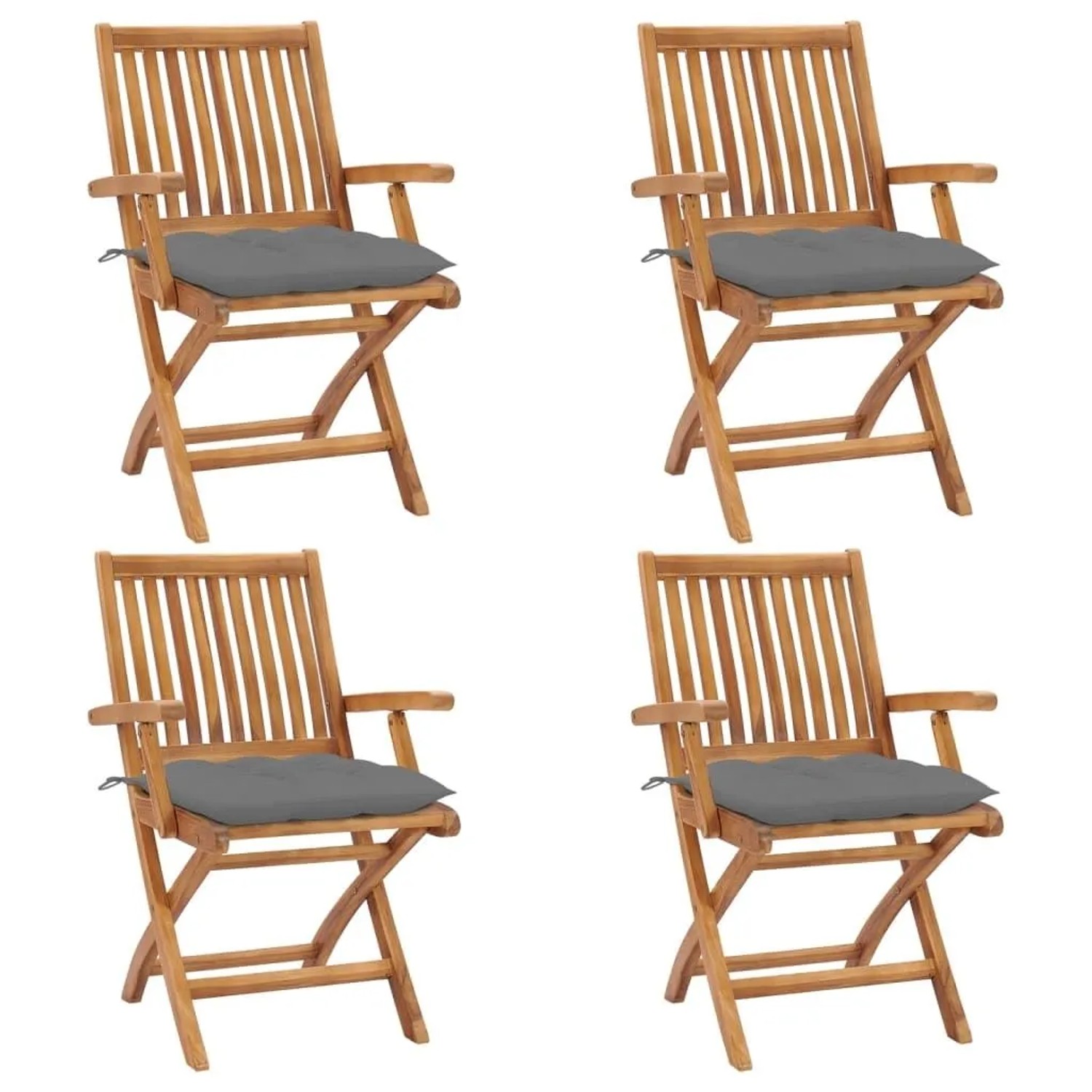 vidaXL Klappbare Gartenstühle mit Kissen 4 Stk Massivholz Teak 3072739 günstig online kaufen