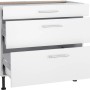 Optifit Unterschrank Bengt932, 90cm breit, mit 3 Auszügen und Edelstahlgriffen in Weiß.