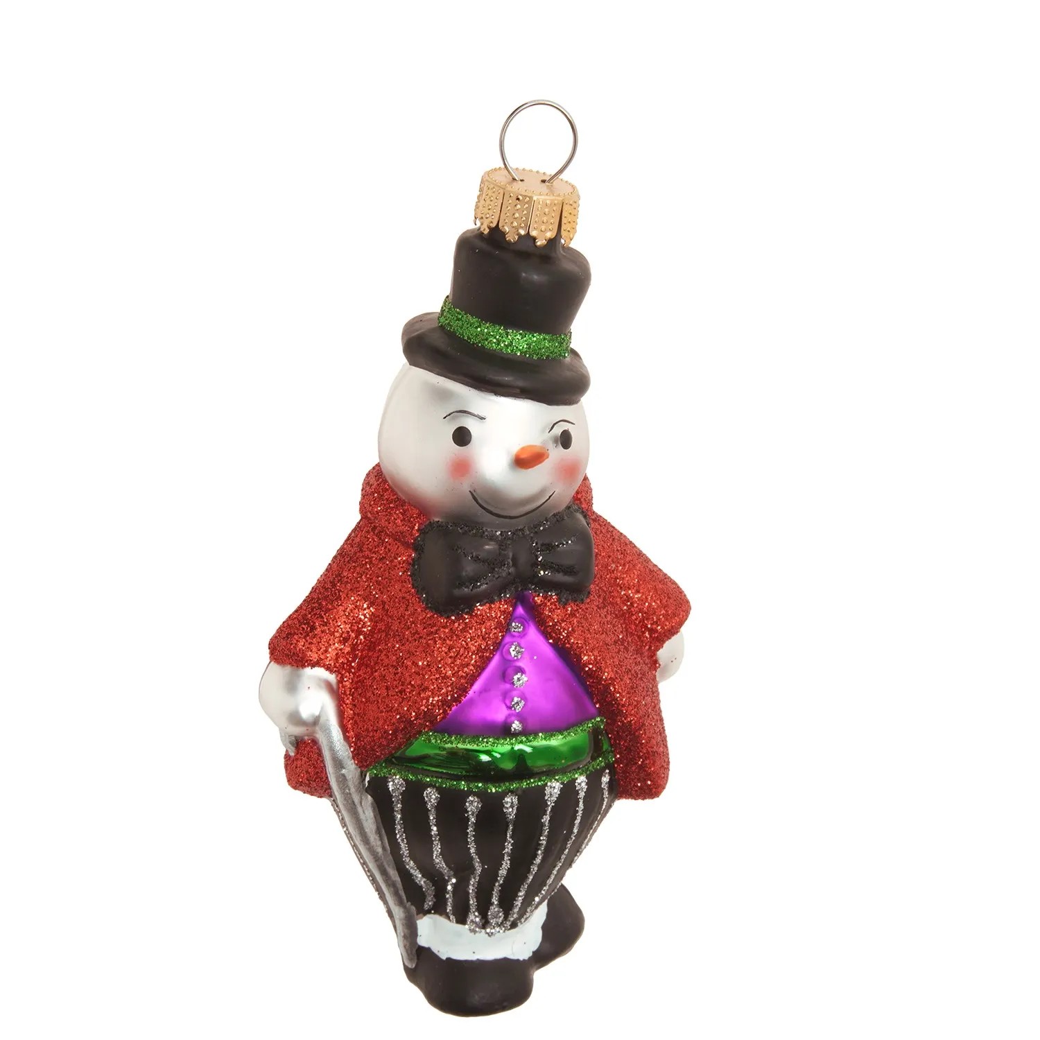Krebs Glas Lauscha Baumschmuck Schneeman mit Zylinder Mehrfarbig 11cm