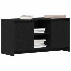 Schwarzer vidaXL TV-Schrank (102 cm) aus Holzwerkstoff mit Türen und Regalfächern.