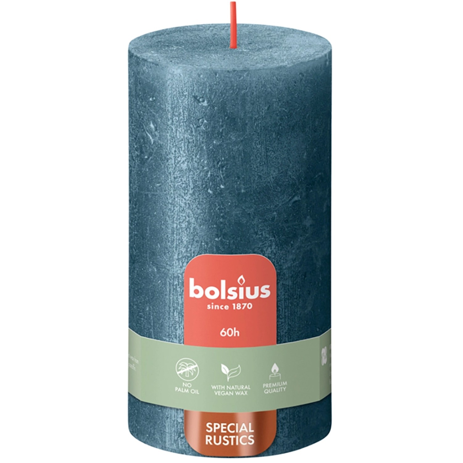 Bolsius Rustik-Kerze Shimmer Winter Edition Ø 6,8 cm x 13 cm Blau