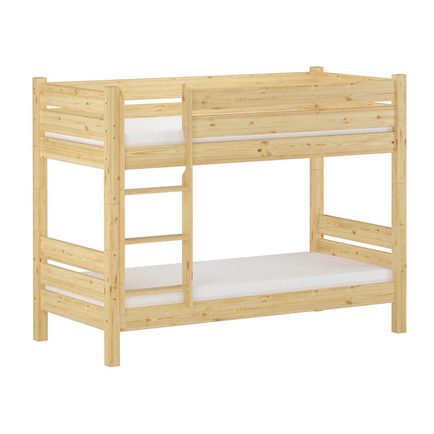 Erst-Holz Etagenbett Schmal Kurz 80 x 190 Kiefer Massiv Nische 80 Teilbar Rollrost und Gästebettkasten inkl.
