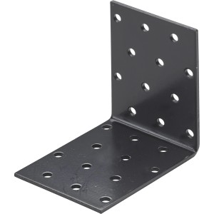 Schwarzer Hettich Verstellwinkel aus Stahl, 90x90x60mm, mit Löchern für Schrauben.