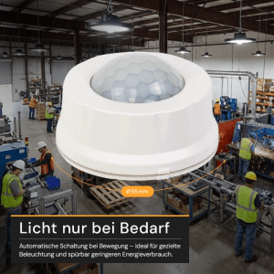 ENOVALITE Bewegungsmelder, Mikrowellen Sensor, IP65, weiß, für Hallenstrahler.