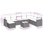 Beige 9-teilige Garten-Sofagarnitur aus Polyrattan mit Kissen. Gartenmöbel für Terrasse und Garten.