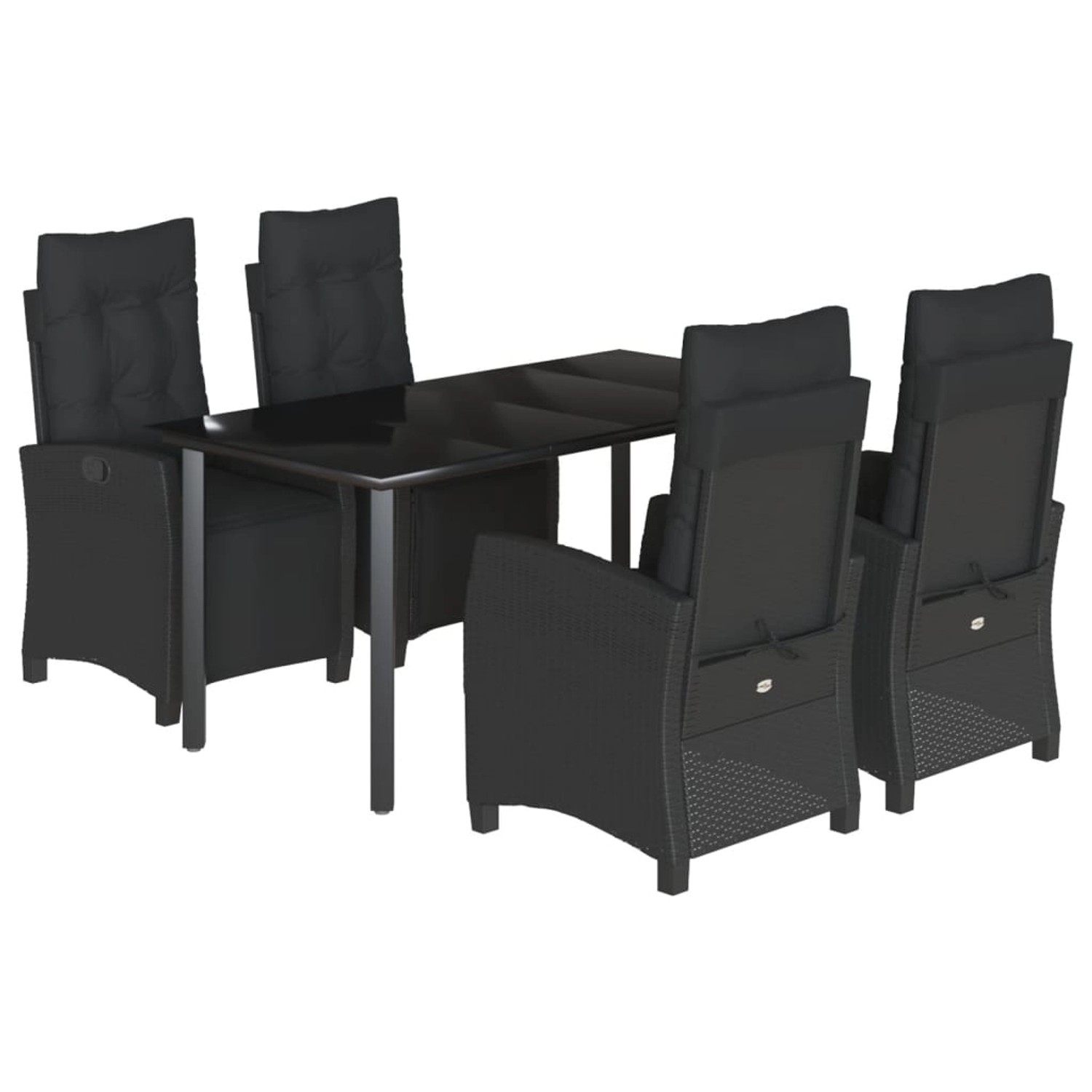 vidaXL 5-Tlg Garten-Essgruppe mit Kissen Schwarz Poly Rattan 3212970 günstig online kaufen