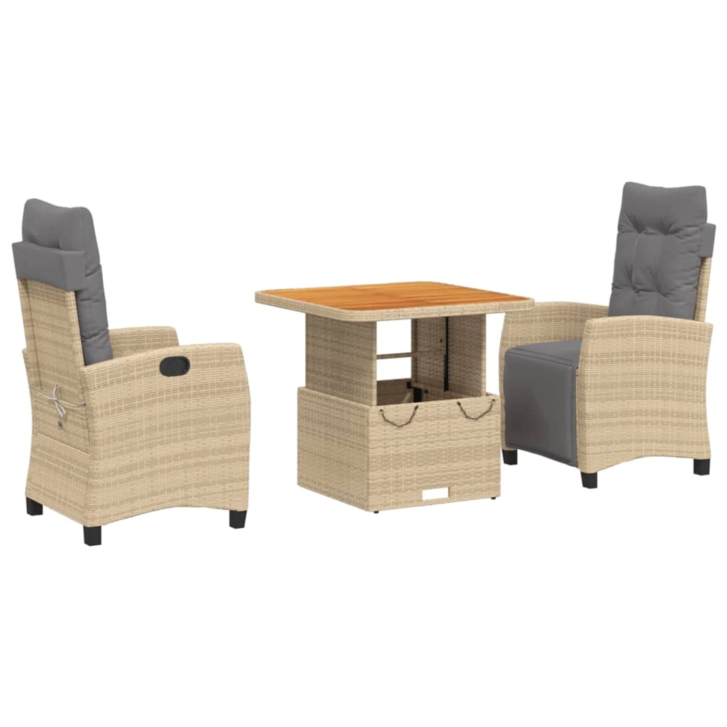 vidaXL 3-tlg Garten-Essgruppe mit Kissen Beige Poly Rattan Modell 14 günstig online kaufen