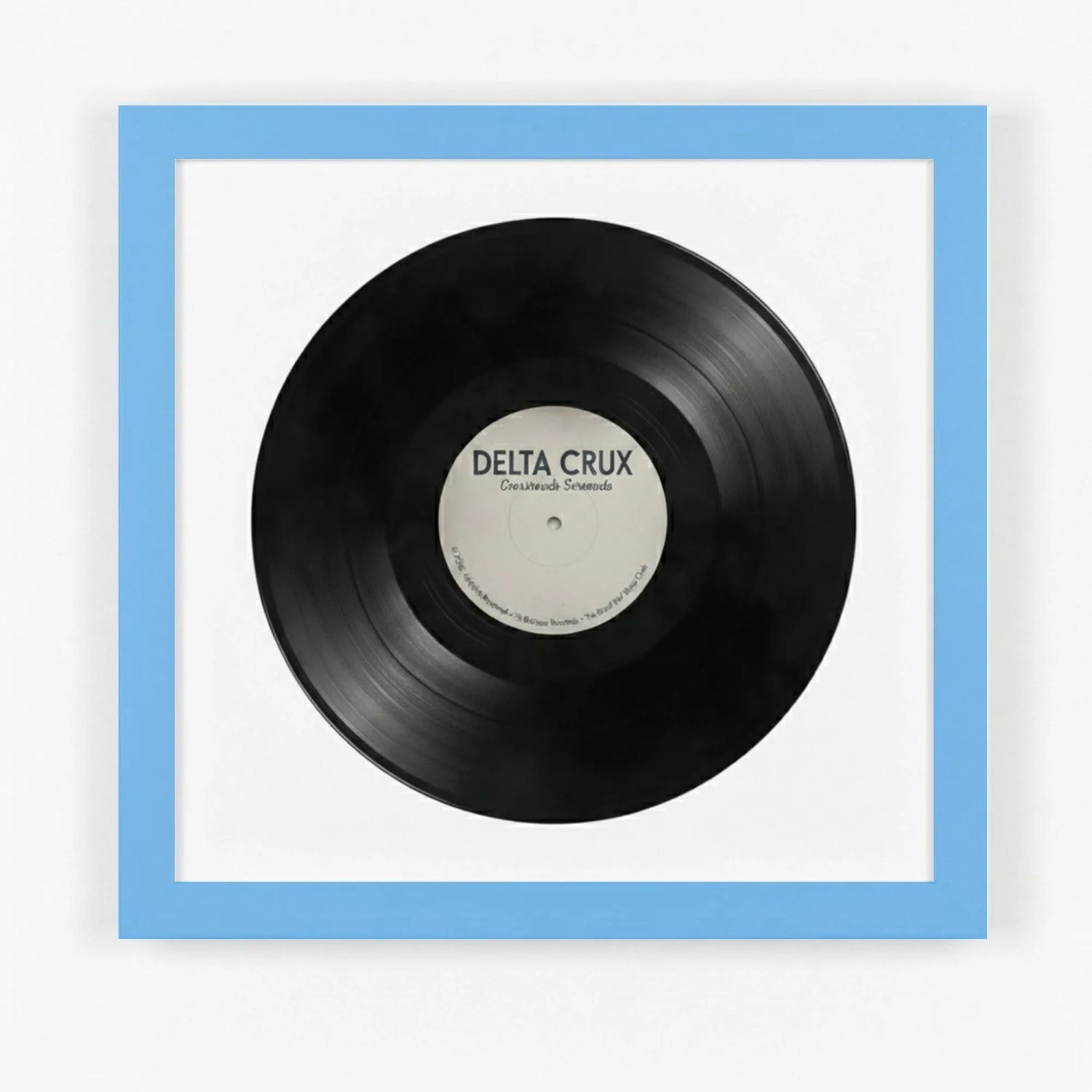 K-Möbel Schallplatten Rahmen Blau 40x40cm 2er Set mit Weißem Passepartout für die Vinyl
