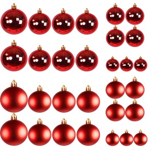 Mojawo 30tlg Christbaumkugeln Weihnachtskugeln Schmuckkugeln Baumschmuck Rot 4 5 6 7cm