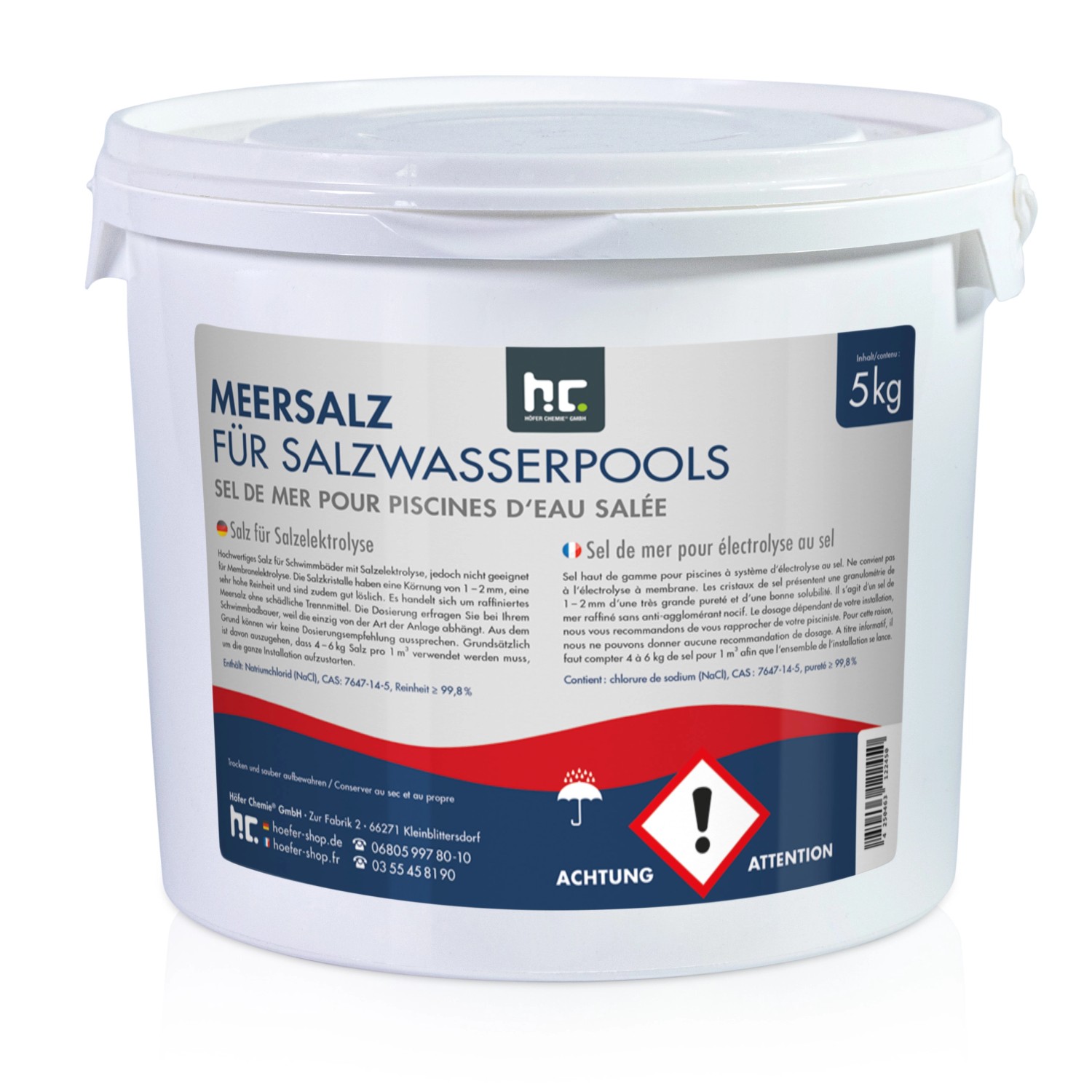 Höfer Chemie Poolsalz für Salzwasserpools Salzelektrolyse 5kg