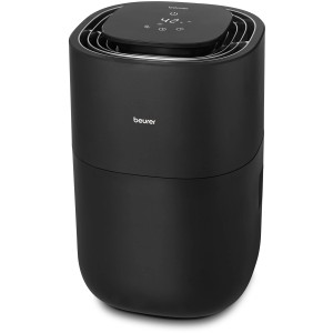 Schwarzer Beurer Luftbefeuchter LB 200 mit digitalem Display zur hygienischen Raumbefeuchtung.