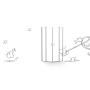 Illustration einer runden Duschkabine (baliv DUK-90.50R) mit Chromprofil.