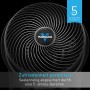 Schwarzer Vornado 630 Tischventilator mit 5-Jahres-Garantie für optimale Luftzirkulation.