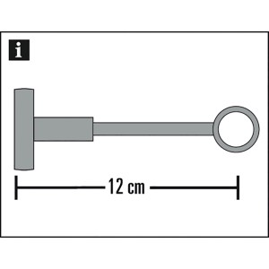 Gardinia Träger Chicago, geschlossen, Ø 20 mm, schwarz-matt, Seitenansicht mit Maßangabe.