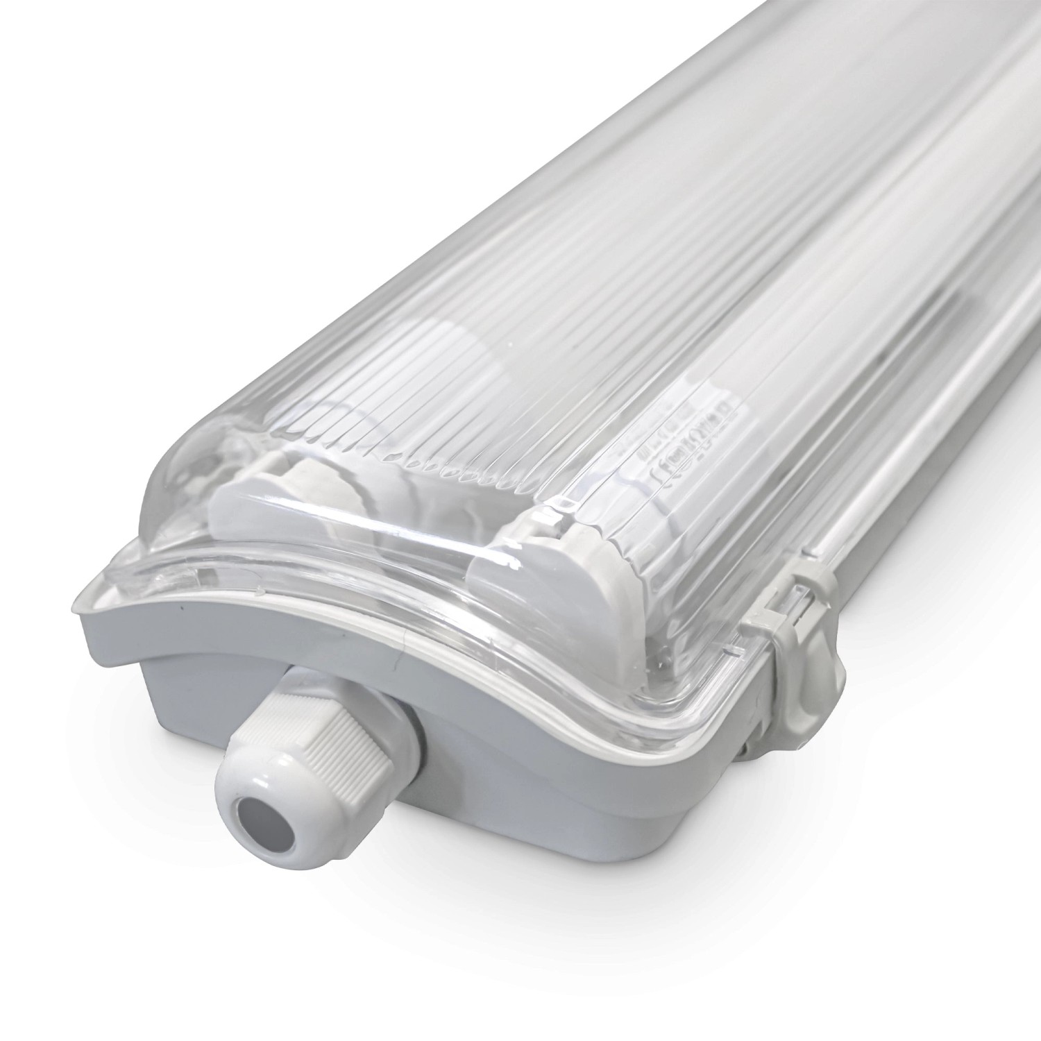 LUXULA LED Feuchtraum Wannenleuchte 2x 18W LED-Röhre T8 G13 120cm 3600Lm Neutralweiß IP65 IK08 Grau