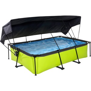 EXIT Lime Pool, grüner Stahlrahmenpool 300x200 mit Sonnensegel und Filterpumpe.