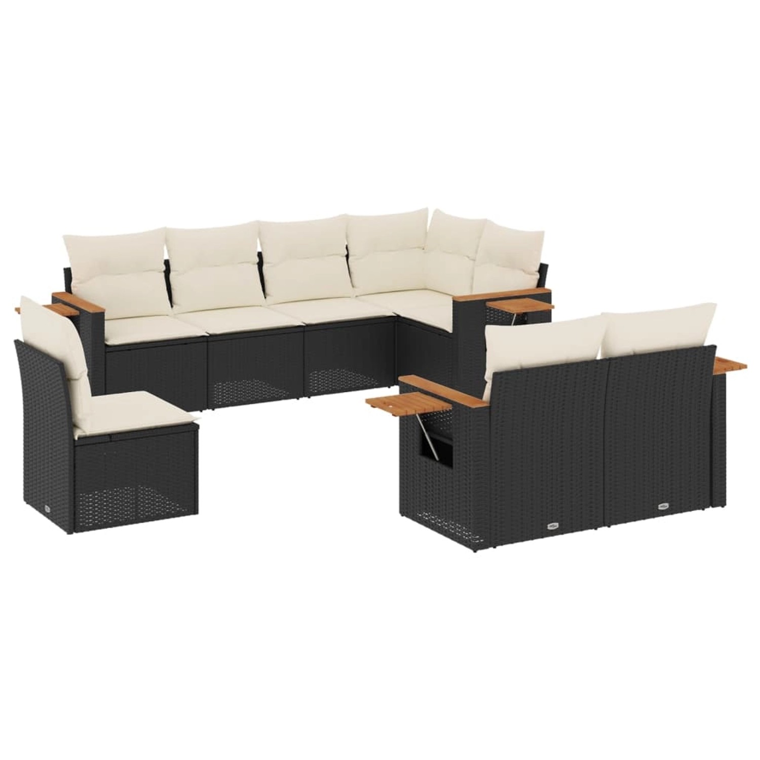 vidaXL 8-Tlg Garten-Sofagarnitur mit Kissen Schwarz Poly Rattan 3227001 günstig online kaufen