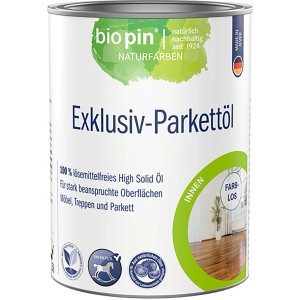 Dose Biopin Exklusiv Parkettöl High-Solid, lösemittelfrei für stark beanspruchte Holzoberflächen.