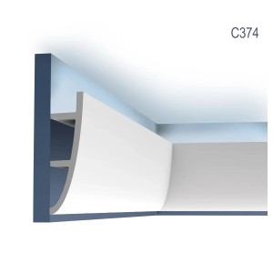 Weiße ORAC DECOR C374 Eckleiste für indirekte Beleuchtung, 200 cm lang.